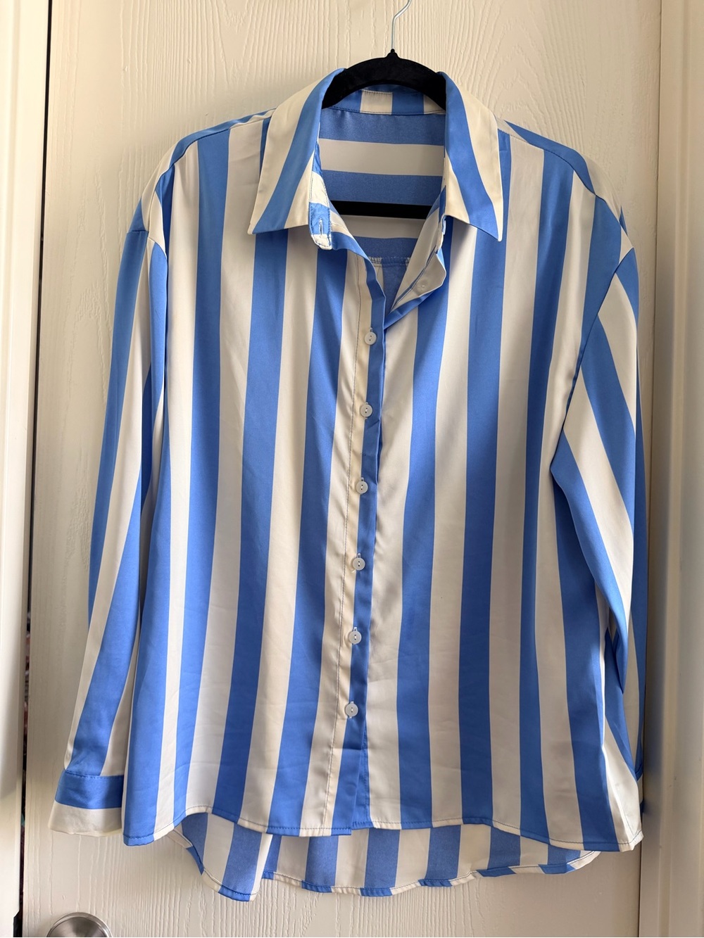 Classic Blue & White Vertical Stripe Women’s Shirt